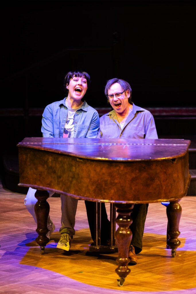 Emma Katene as medium Alison and Michael Lee Porter as Bruce her father. Fun Home, (the Court Theatre, August 2024)